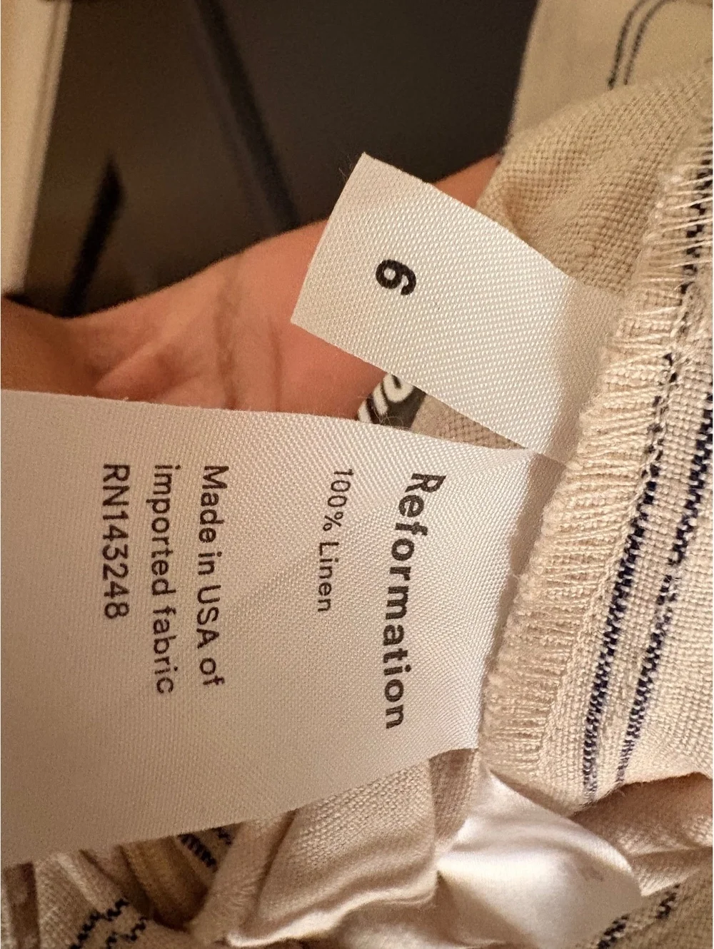 Reformation Beige 100% Linen Jumpsuit Lace-Up Back Cottagecore Size 6